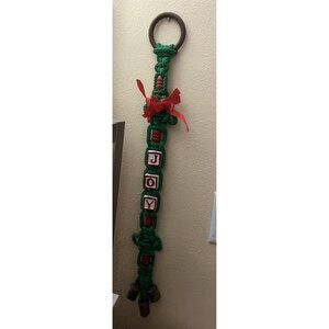 Macrame Wall Hanging JOY With Brass Bells Christmas Handmade 27Inches Boho